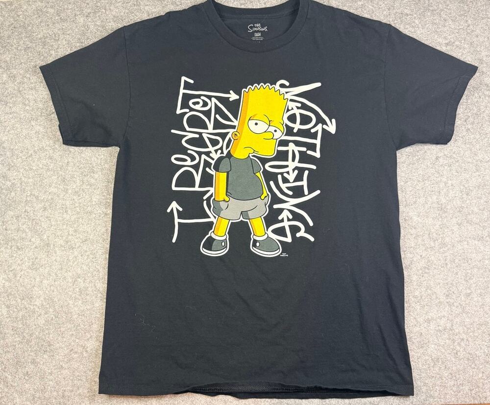 The Simpsons Bart Simpson Regret Nothing Graffiti Graphic T Shirt Black Large